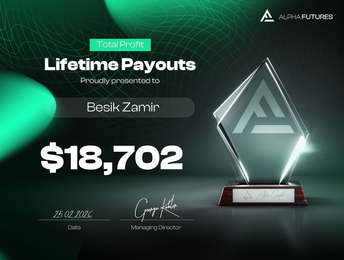 תעודת Lifetime מ-Alpha Futures על סך $18,702