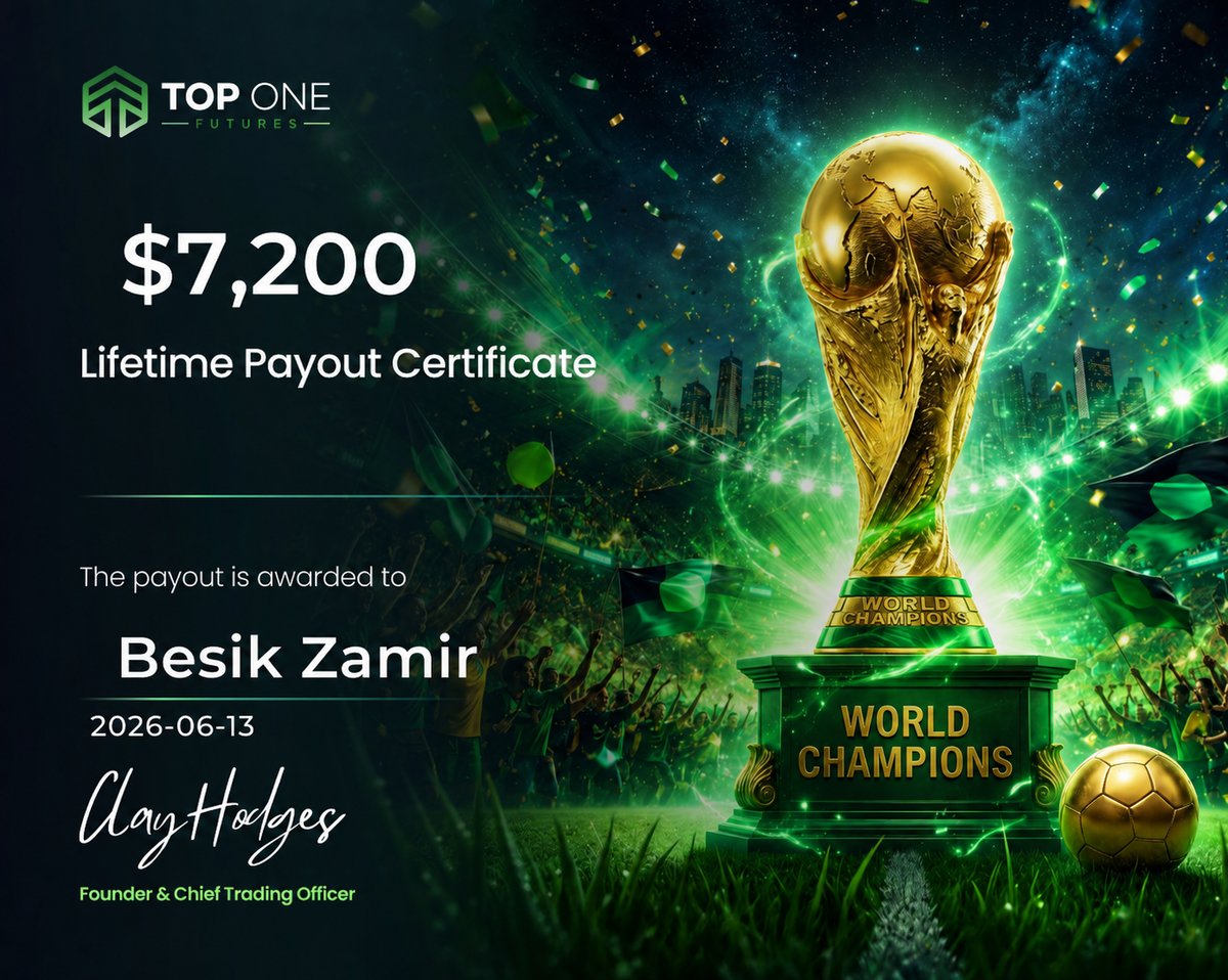 תעודת Lifetime מ-Top One Futures על סך $7,200